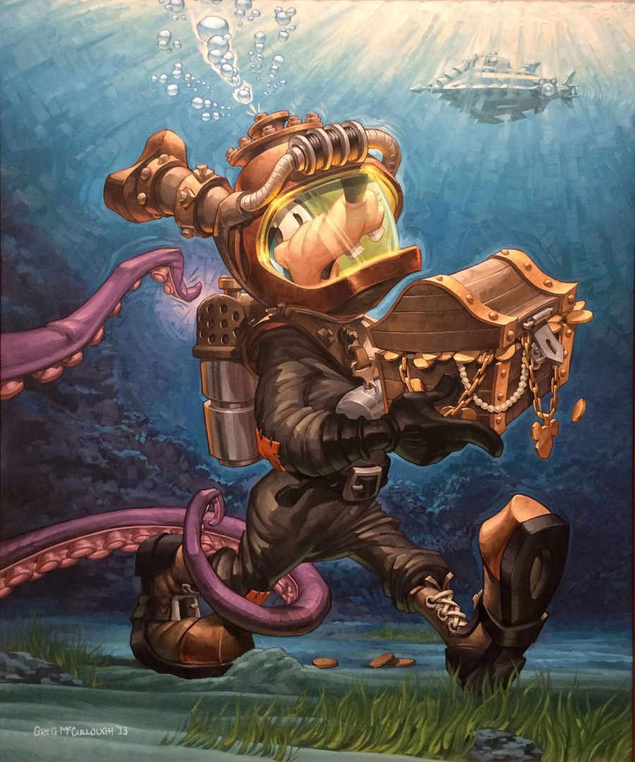 Greg McCullough Goofy Diver Painiting with Hidden Mickeys Find Mickeys