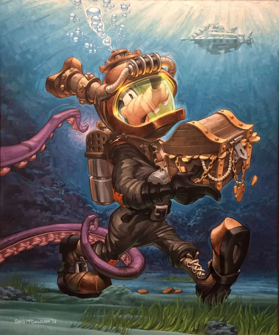 Greg McCullough Goofy Diver Painiting with Hidden Mickeys