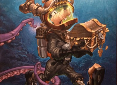 Greg McCullough Goofy Diver Painiting with Hidden Mickeys